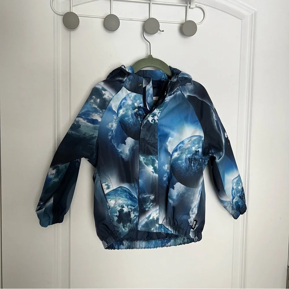 Molo universe windbreaker kids jacket blue size 2 y